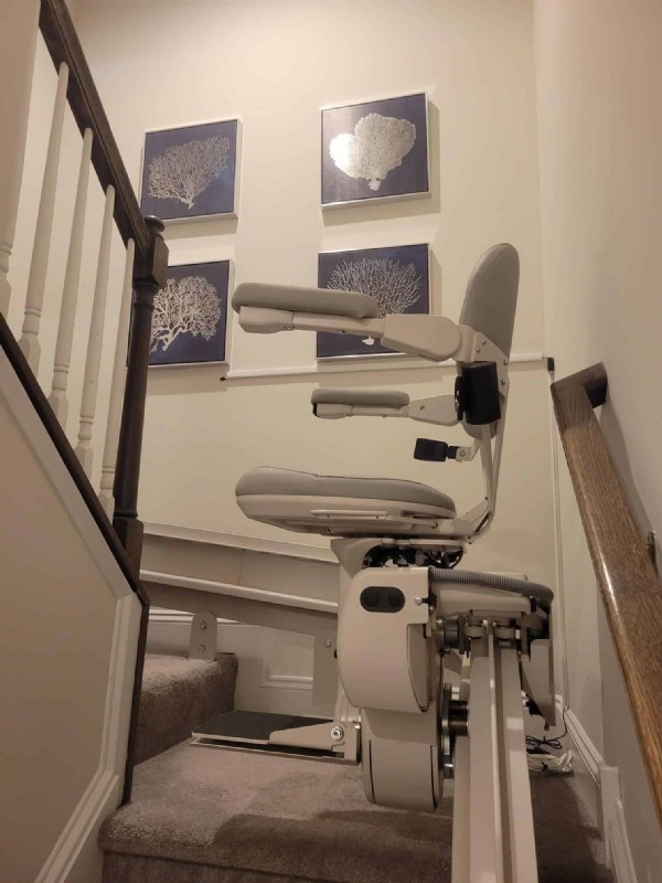 Bruno curved stairlift installed by Lifeway Mobility in Newtown Square PA