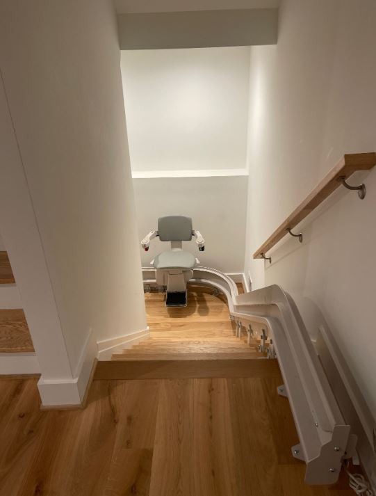 Bruno custom curved stairlift in Baltimore MD installed by Lifeway Mobility