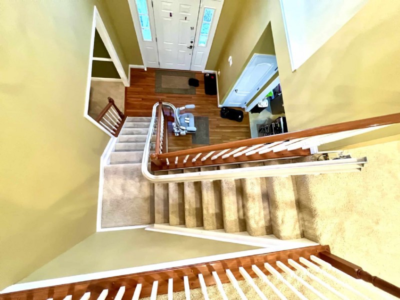 top view of Bruno curved stairlift installed by Lifeway Mobility Columbus
